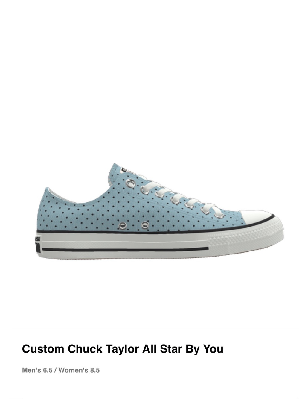 Converse Low Top Sneakers in Light Blue with Black Polka Dots
